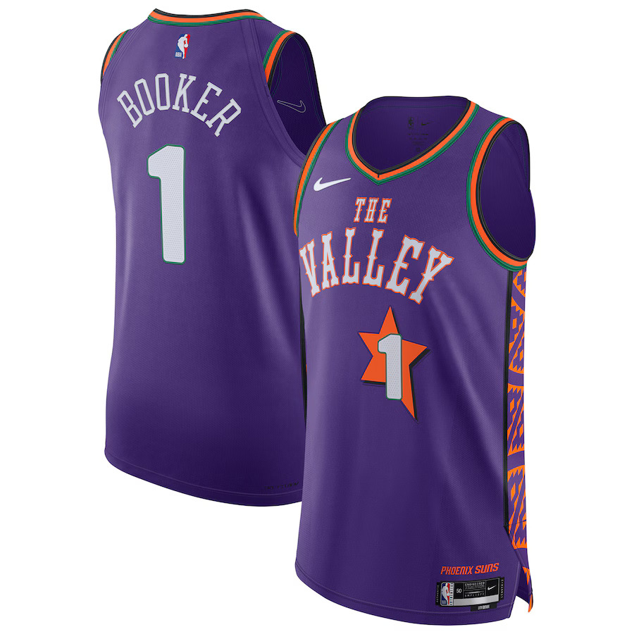 Men Phoenix Suns #1 Devin Booker Nike Purple City Edition 2024-25 Authentic Player NBA Jersey->phoenix suns->NBA Jersey